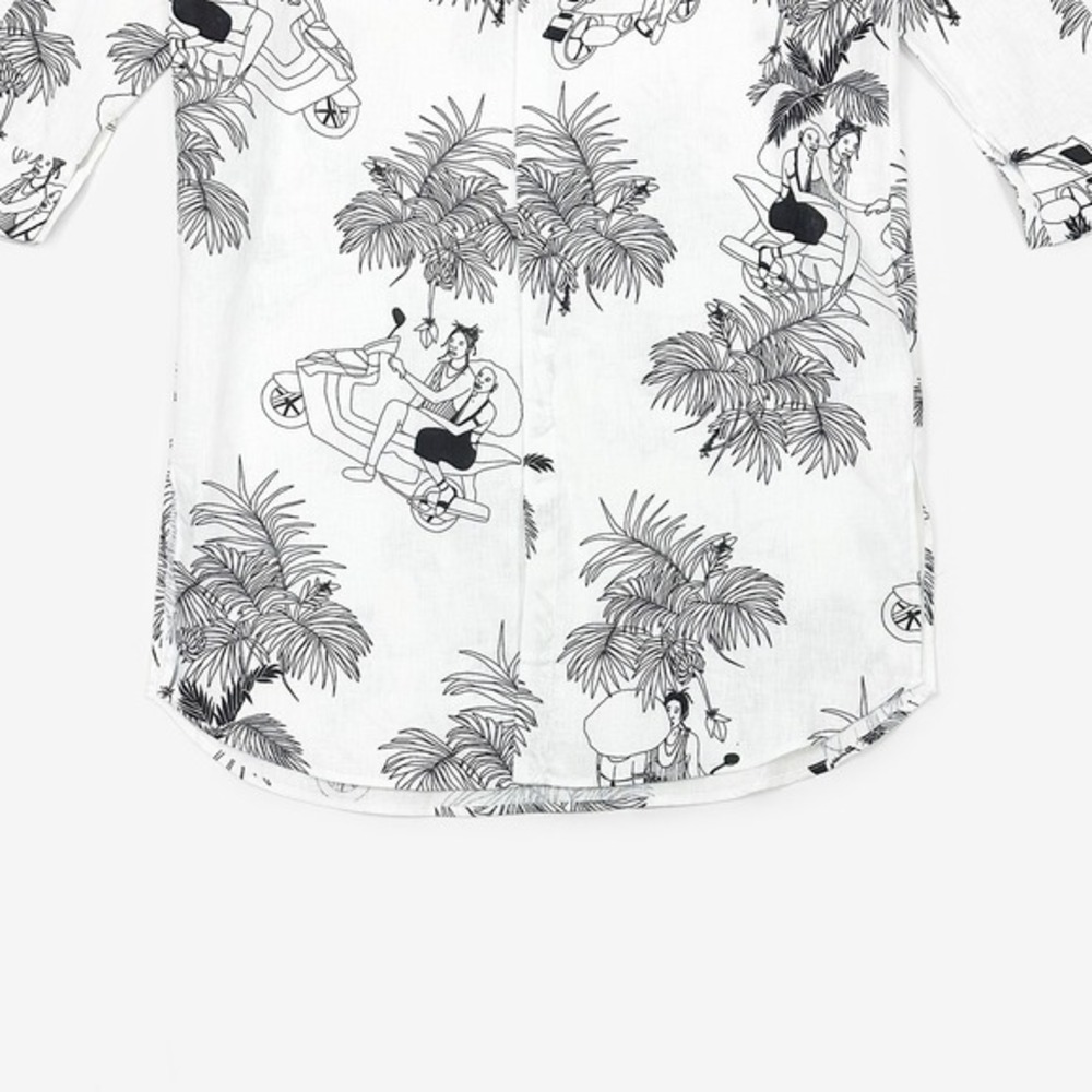 Farm Rio x Mayara Ferrao Moto Love Shirt Size M Off-White Linen Longline Resort - Picture 7 of 12